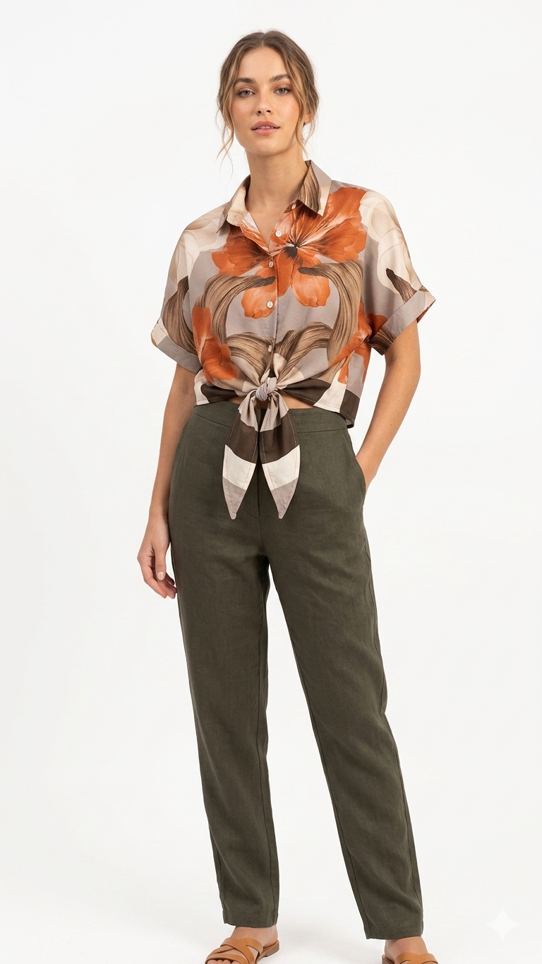 Tropical Oasis Front-Tie Shirt